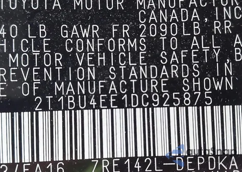 2013 Toyota Corolla L из США, поврежденный, VIN 2T1BU4EE1DC925875